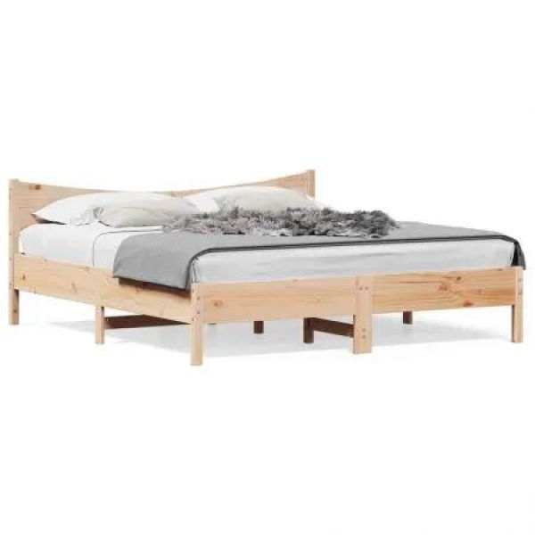 Bed Frame with Headboard 183x203 cm King Size Solid Wood Pine