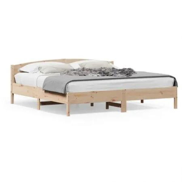 Bed Frame with Headboard 183x203 cm King Size Solid Wood Pine