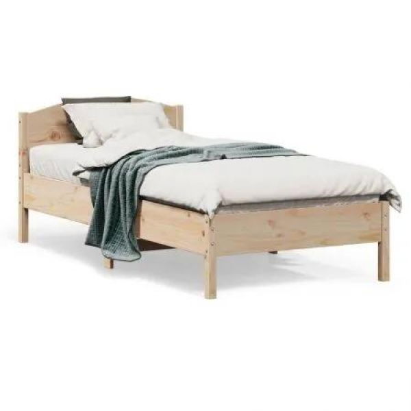 Bed Frame with Headboard 90x190 cm Solid Wood Pine