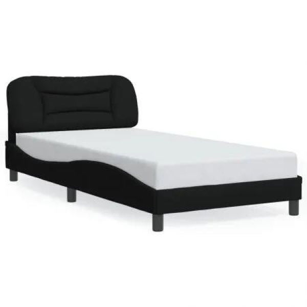 Bed Frame with Headboard Black 106x203 cm King Single Size Fabric