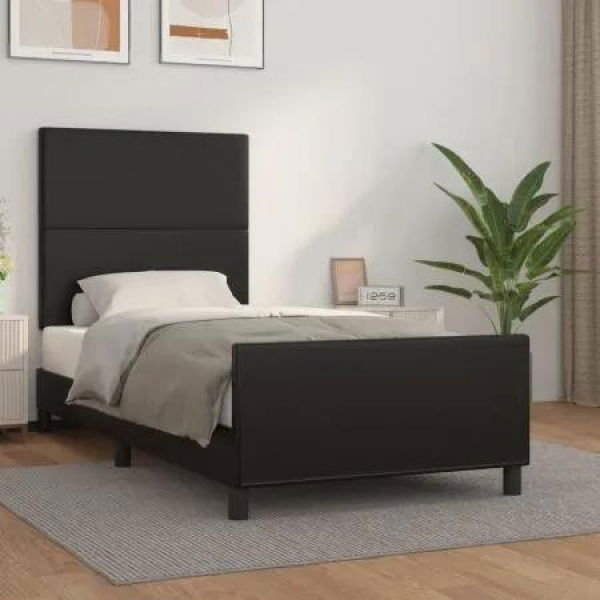 Bed Frame with Headboard Black 106x203 cm King Single Size Velvet