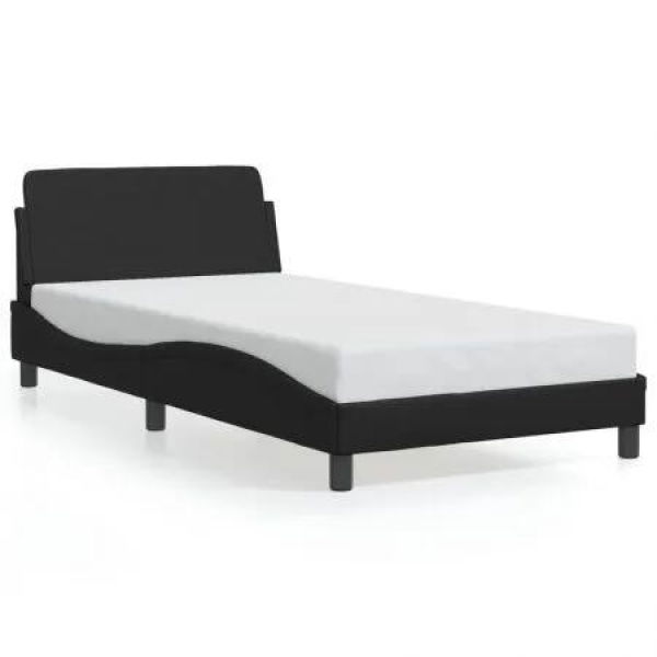 Bed Frame with Headboard Black 107x203 cm Faux Leather