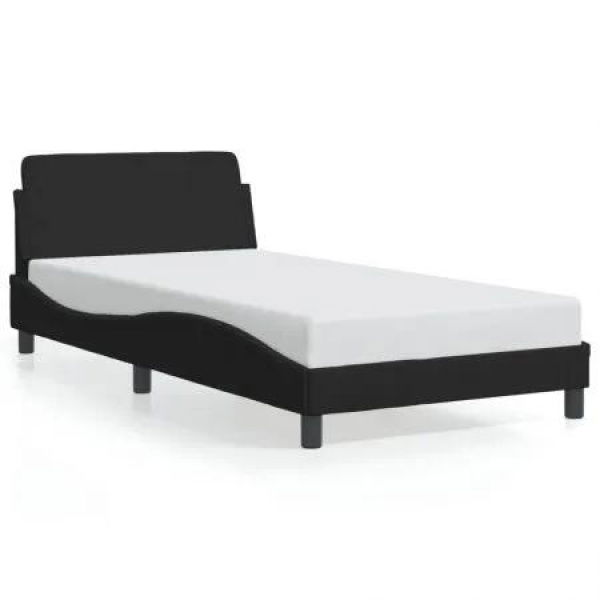 Bed Frame with Headboard Black 107x203 cm Velvet