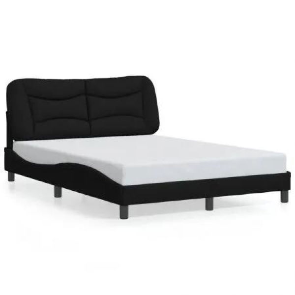 Bed Frame with Headboard Black 137x187 cm Double Size Fabric