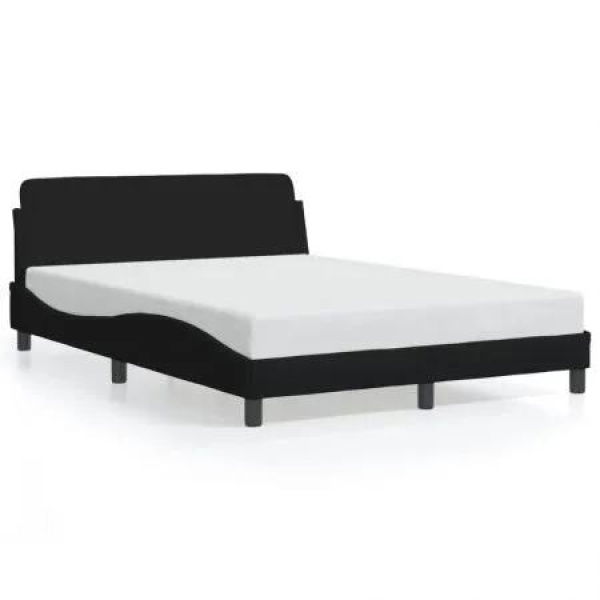 Bed Frame with Headboard Black 137x190 cm Fabric