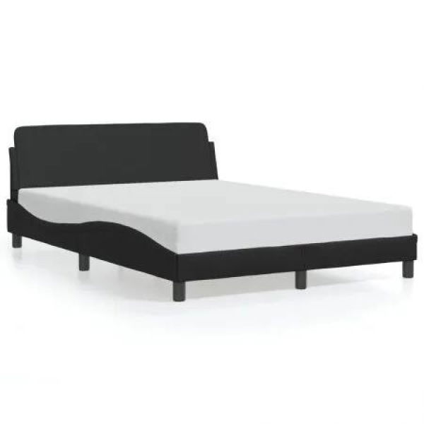 Bed Frame with Headboard Black 137x190 cm Faux Leather