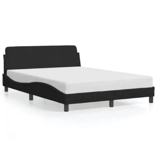 Bed Frame with Headboard Black 137x190 cm Velvet