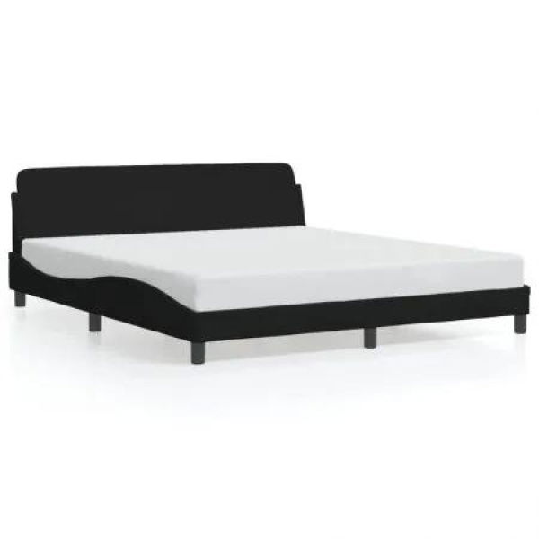 Bed Frame with Headboard Black 152x203 cm Fabric