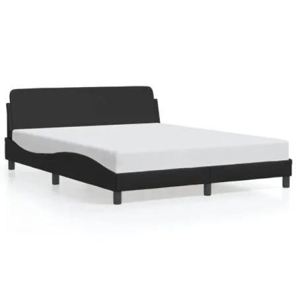 Bed Frame with Headboard Black 152x203 cm Faux Leather