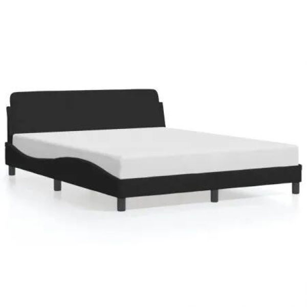 Bed Frame with Headboard Black 152x203 cm Velvet