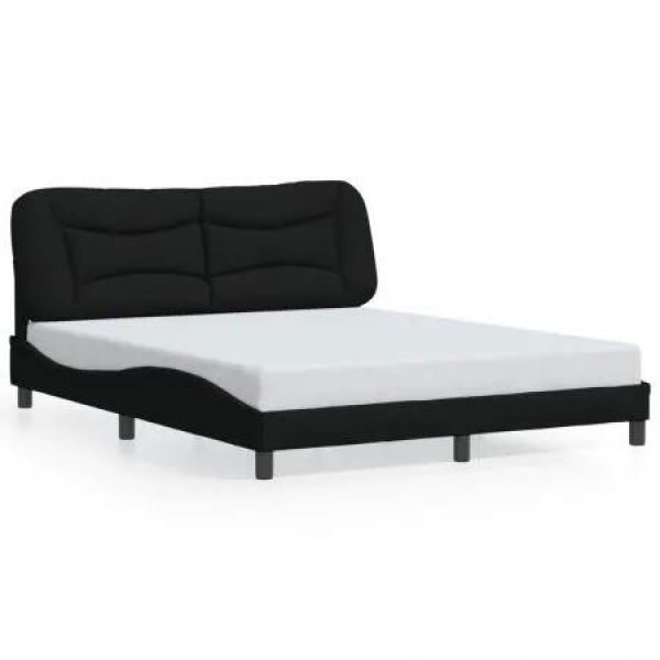 Bed Frame with Headboard Black 153x203 cm Queen Size Fabric