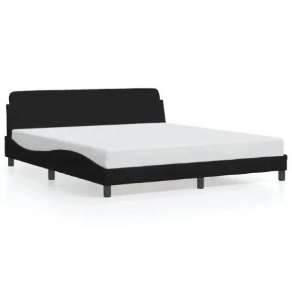 Bed Frame with Headboard Black 183x203 cm King Size Fabric