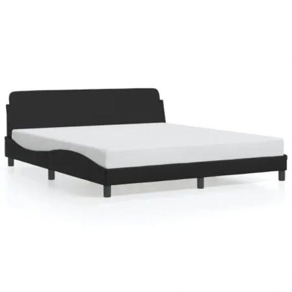 Bed Frame with Headboard Black 183x203 cm King Size Faux Leather