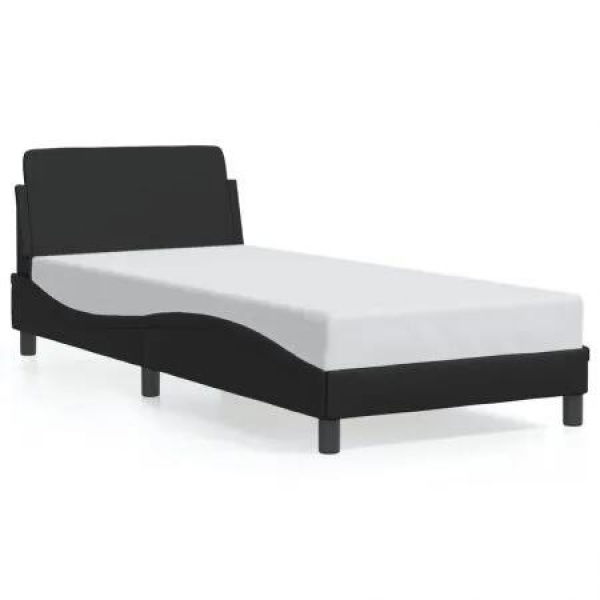 Bed Frame with Headboard Black 90x190 cm Faux Leather