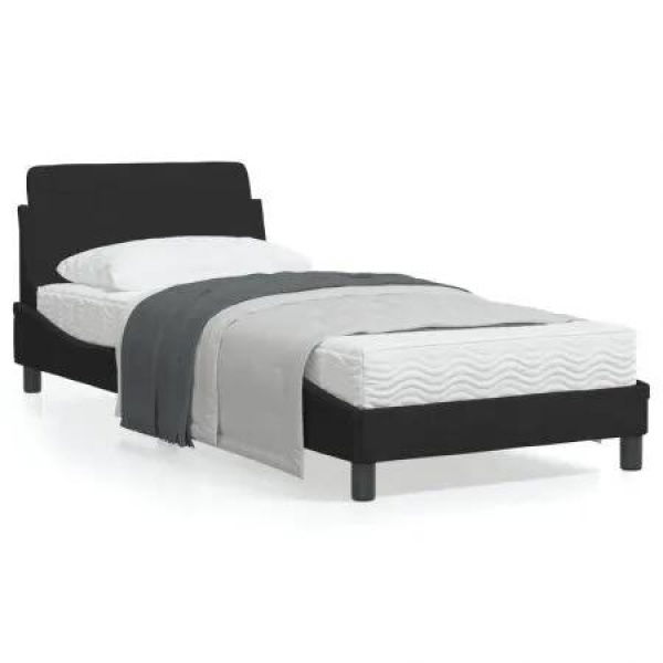 Bed Frame with Headboard Black 90x190 cm Velvet