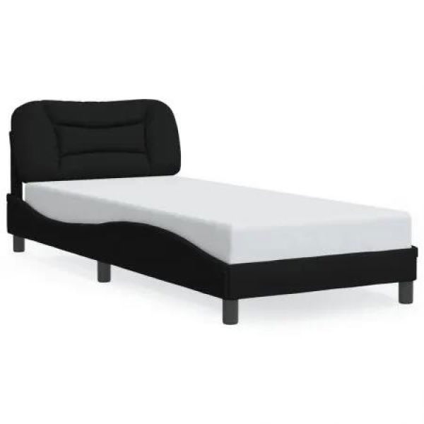 Bed Frame with Headboard Black 92x187 cm Single Size Fabric