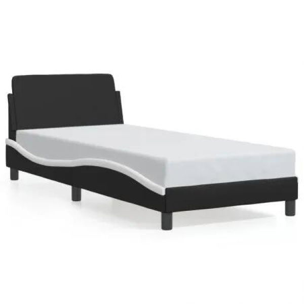 Bed Frame with Headboard Black and White 90x190 cm Faux Leather