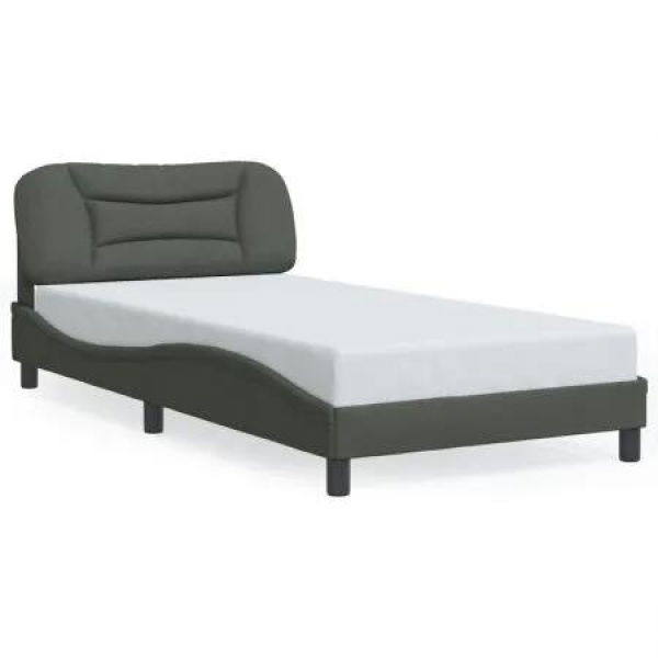 Bed Frame with Headboard Dark Grey 106x203 cm King Single Size Fabric