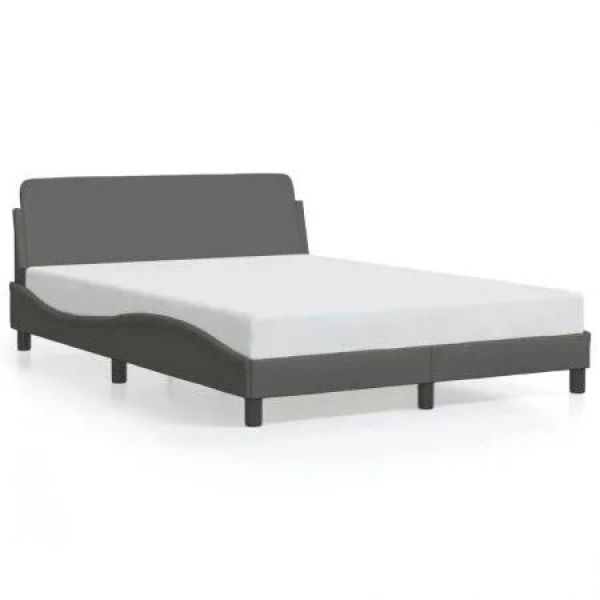 Bed Frame with Headboard Dark Grey 137x190 cm Fabric