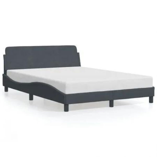 Bed Frame with Headboard Dark Grey 137x190 cm Velvet