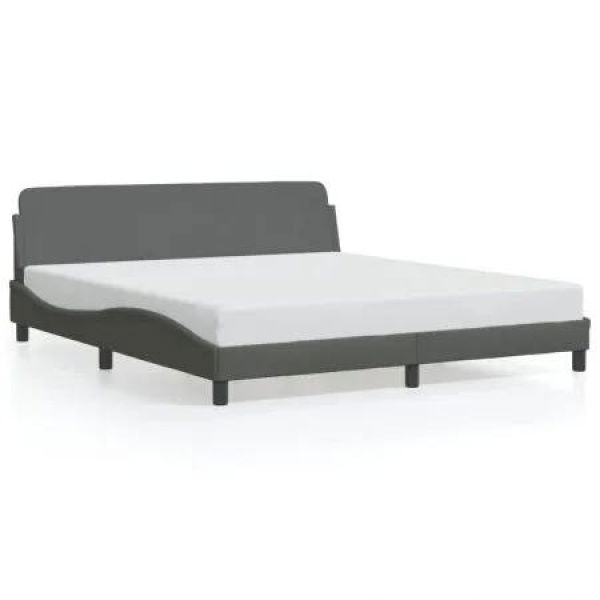 Bed Frame with Headboard Dark Grey 152x203 cm Fabric