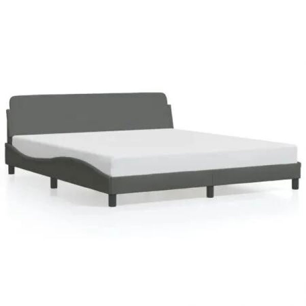 Bed Frame with Headboard Dark Grey 152x203 cm Fabric