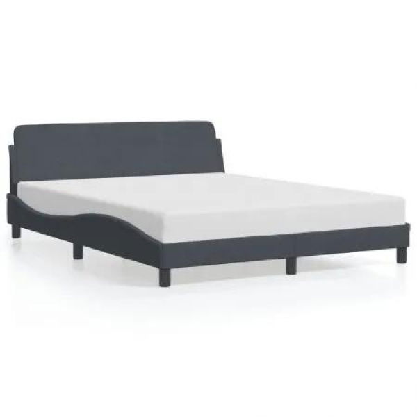 Bed Frame with Headboard Dark Grey 152x203 cm Velvet