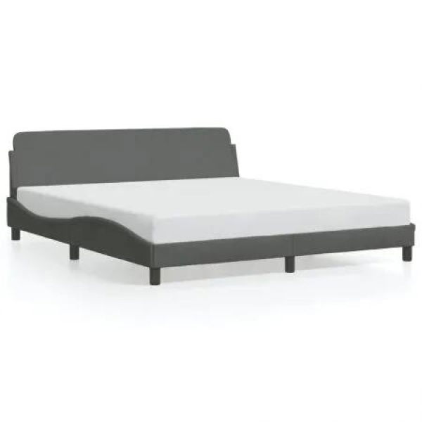 Bed Frame with Headboard Dark Grey 183x203 cm King Size Fabric