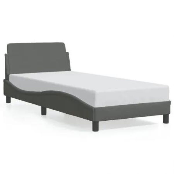 Bed Frame with Headboard Dark Grey 90x190 cm Fabric