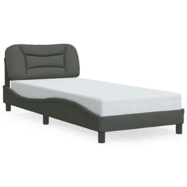 Bed Frame with Headboard Dark Grey 90x190 cm Fabric