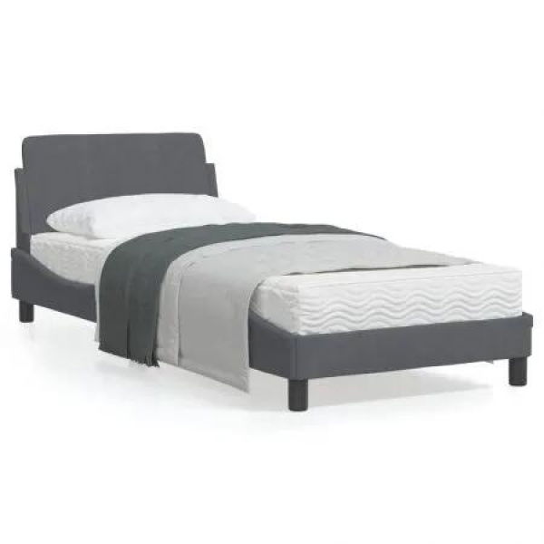 Bed Frame with Headboard Dark Grey 90x190 cm Velvet