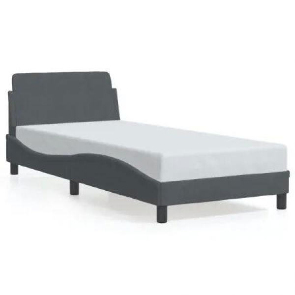 Bed Frame with Headboard Dark Grey 90x190 cm Velvet