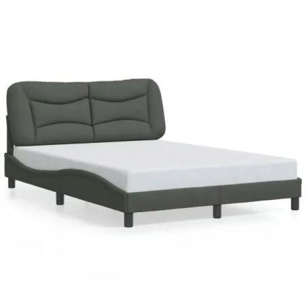 Bed Frame with LED Light Black 137x190 cm Fabric