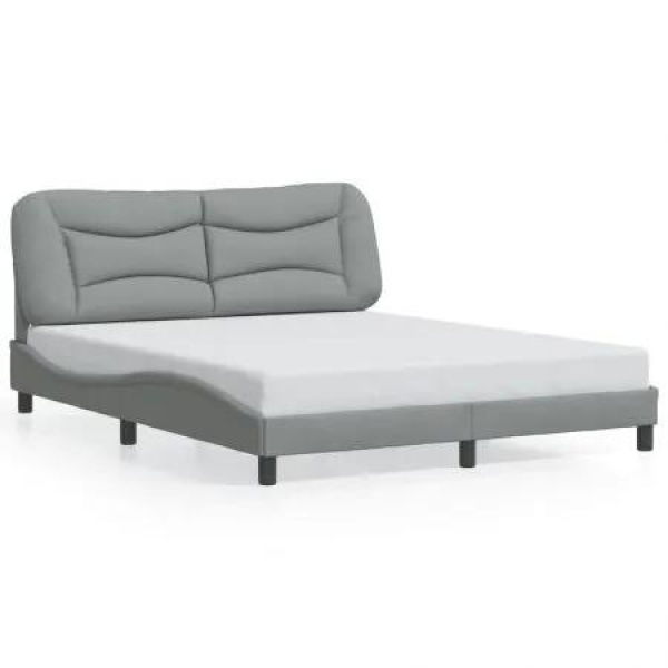 Bed Frame with LED Light Dark Grey 152x203 cm Fabric