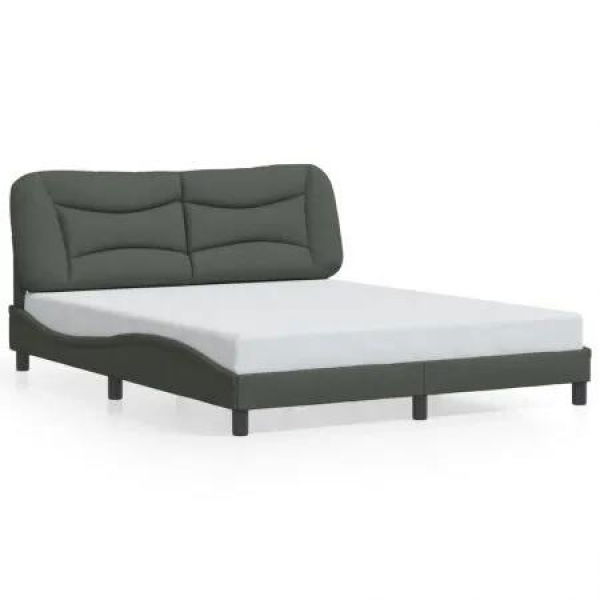 Bed Frame with LED Lights Dark Grey 153x203 cm Queen Size Fabric