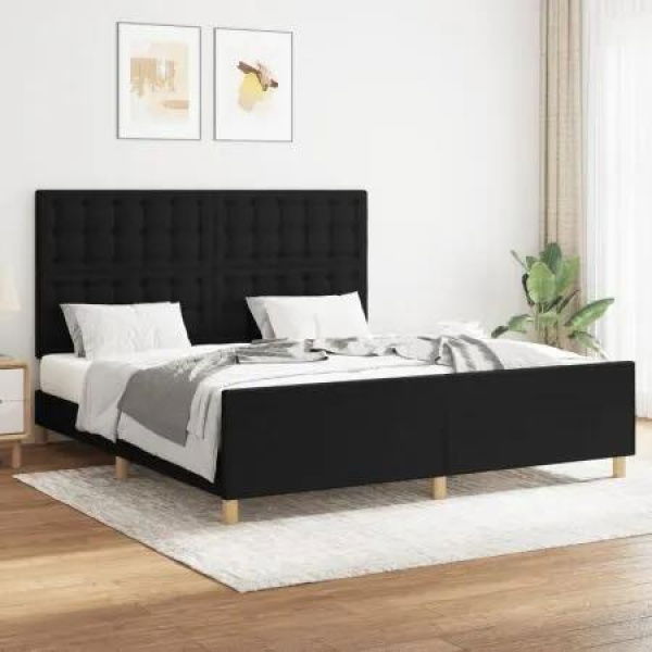 Bed Frame without Mattress Black 152x203 cm Queen Fabric