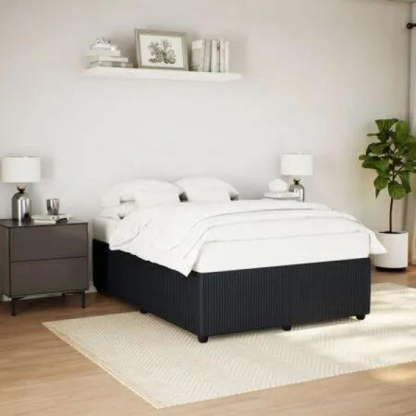 Bed Frame without Mattress Black Double Velvet