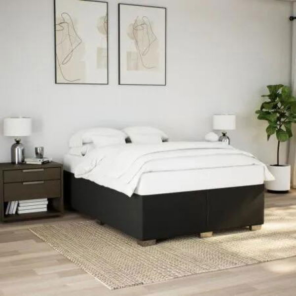 Bed Frame without Mattress Black Queen Fabric