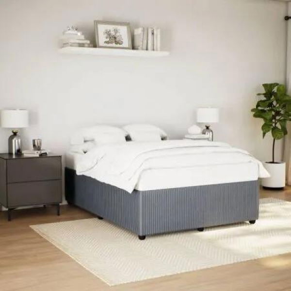 Bed Frame without Mattress Dark Grey Queen Velvet