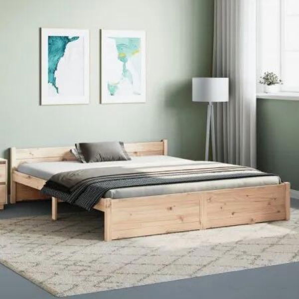 Bed Frame without Mattress Solid Wood 150x200 cm