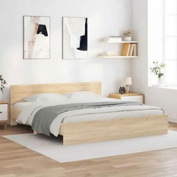 Bed Frame without Mattress Sonoma Oak 183x203 cm King