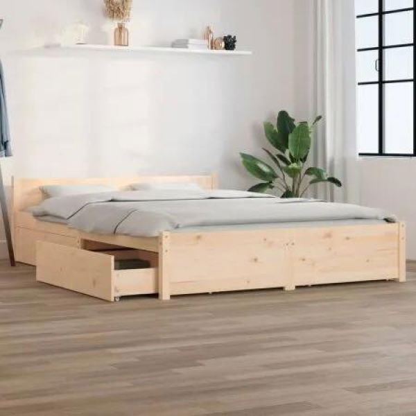 Bed Frame without Mattress with Drawers 150x200 cm