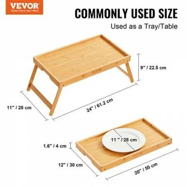 Bed Tray Table with Foldable Legs Bamboo Breakfast Tray for Sofa Bed Eating Snacking and Working Folding Serving Laptop Desk Tray Portable Food Snack