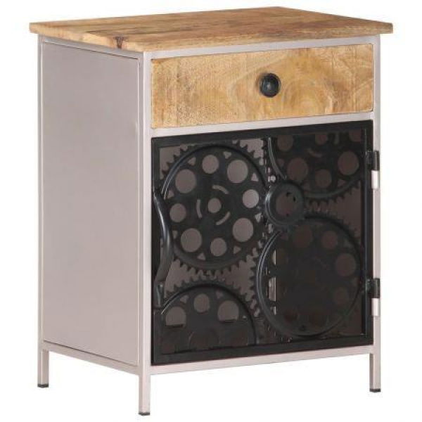 Bedside Cabinet 40x30x50 Cm Rough Mango Wood