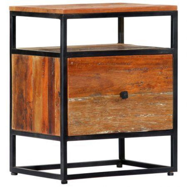 Bedside Cabinet 40x30x50 Cm Solid Reclaimed Wood And Steel