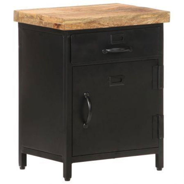 Bedside Cabinet 40x30x52 Cm Rough Mango Wood