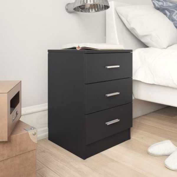 Bedside Cabinet Black 38x35x65 Cm Chipboard