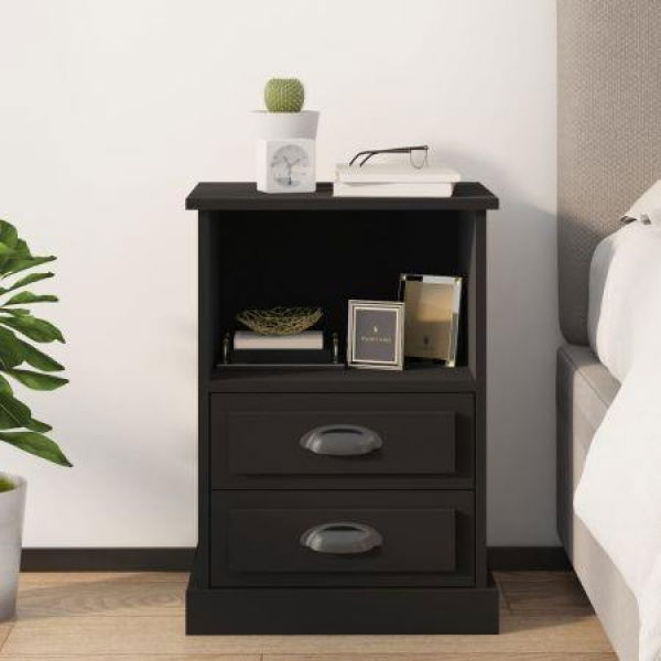 Bedside Cabinet Black 43x36x60 Cm