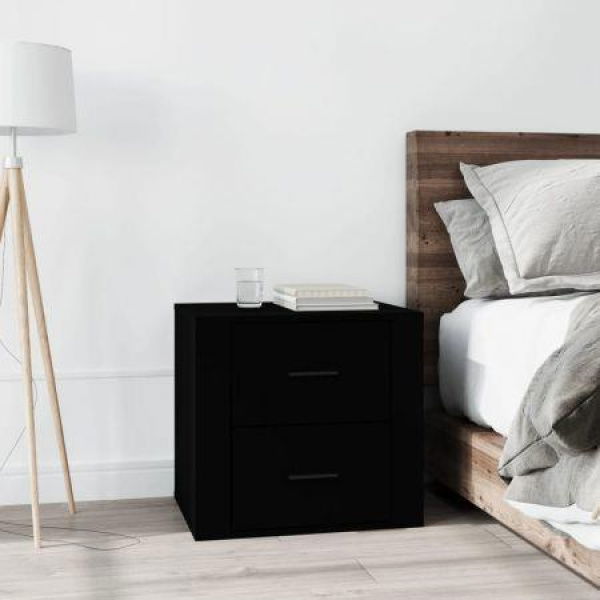 Bedside Cabinet Black 50x39x47 Cm