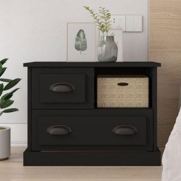 Bedside Cabinet Black 60x39x45 Cm